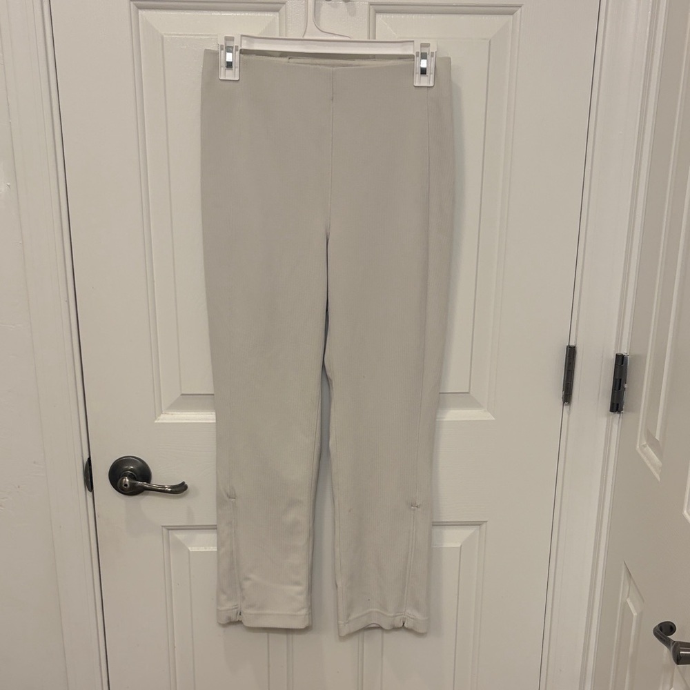 Lululemon Ribbed Softstreme Zip-Leg High-Rise Cropped Pants 25" in Bone - Picture 2 of 6
